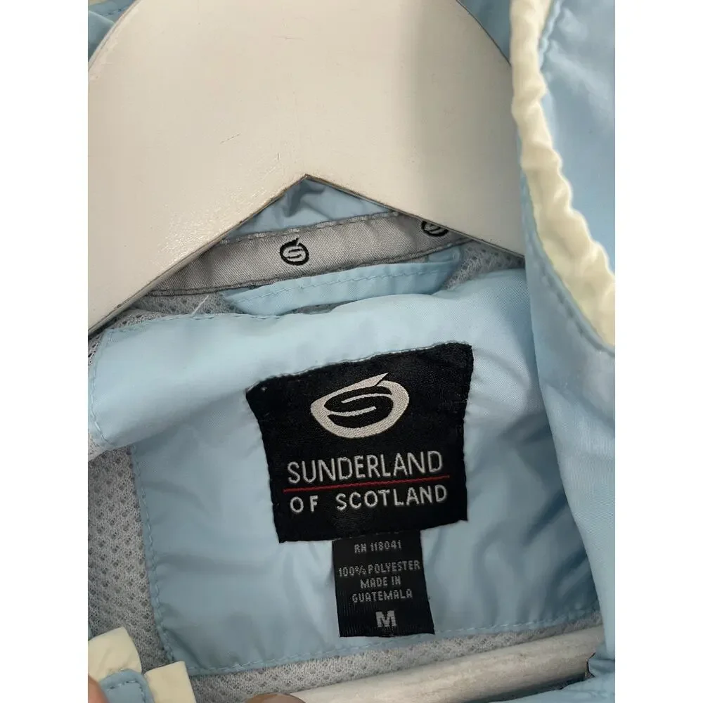 Sunderland Of Scotland Jacket Mens Medium Blue Windbreaker White Full Zip N242